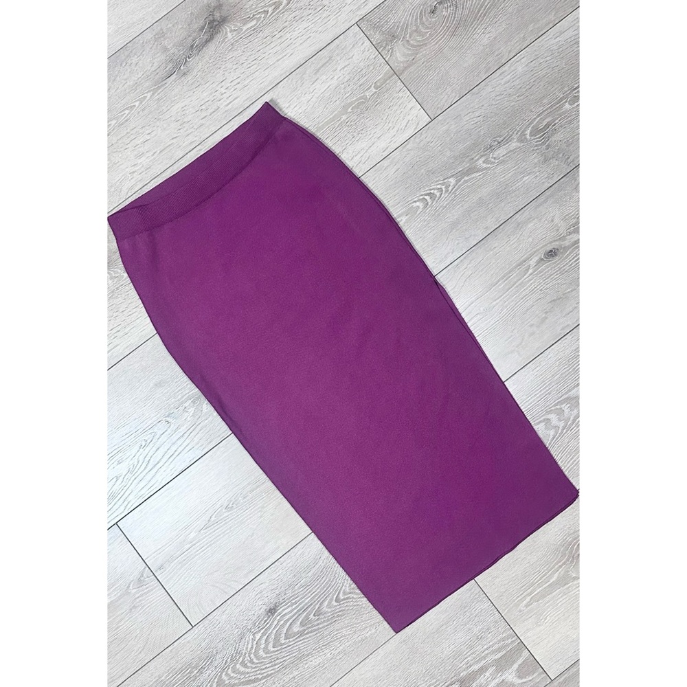 NWT Luminary Knit Fitted Pencil Midi Skirt Burgundy